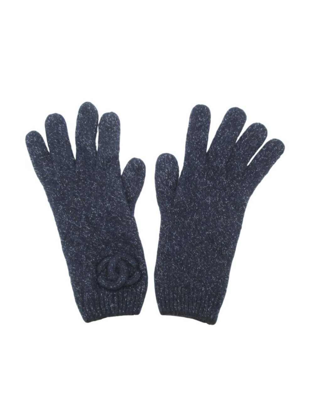 Chanel Gloves Cashmere Silk CC Logo Knit Navy